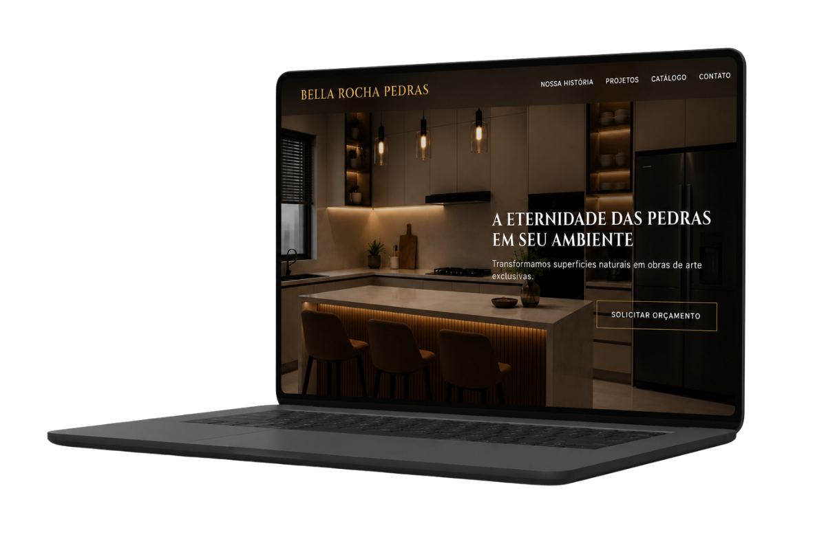 Mockup do site Bella Rocha Pedras