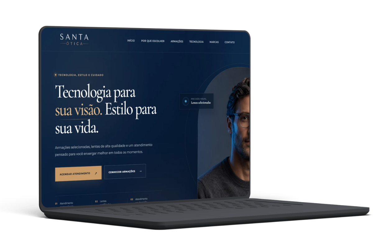 Mockup do site Santa Ótica